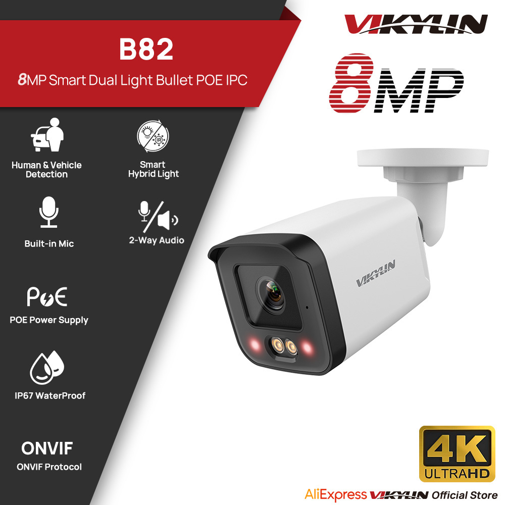 Outdoor Power G Motion - VIKYLIN 8MP IP-beveiligingscamera Poe 4K Smart