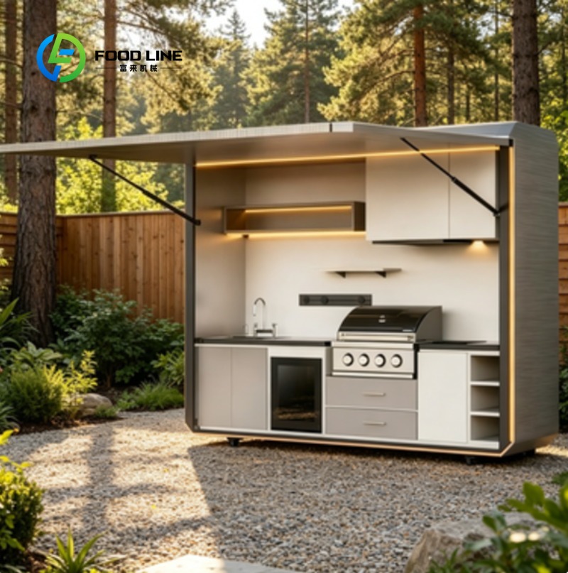 Outdoor Power House - Zonne-aangedreven stalen buitenkeuken, weerbestendige BBQ-station met