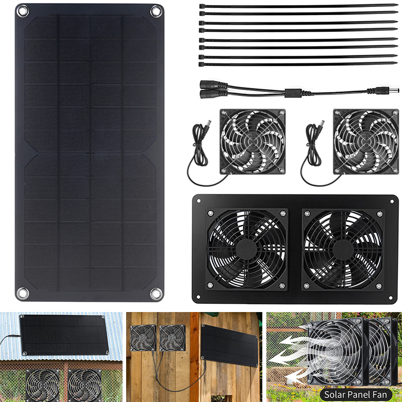 Outdoor Power House - 100W Zonnepaneel Uitlaat Ventilator Lucht Afzuigkap