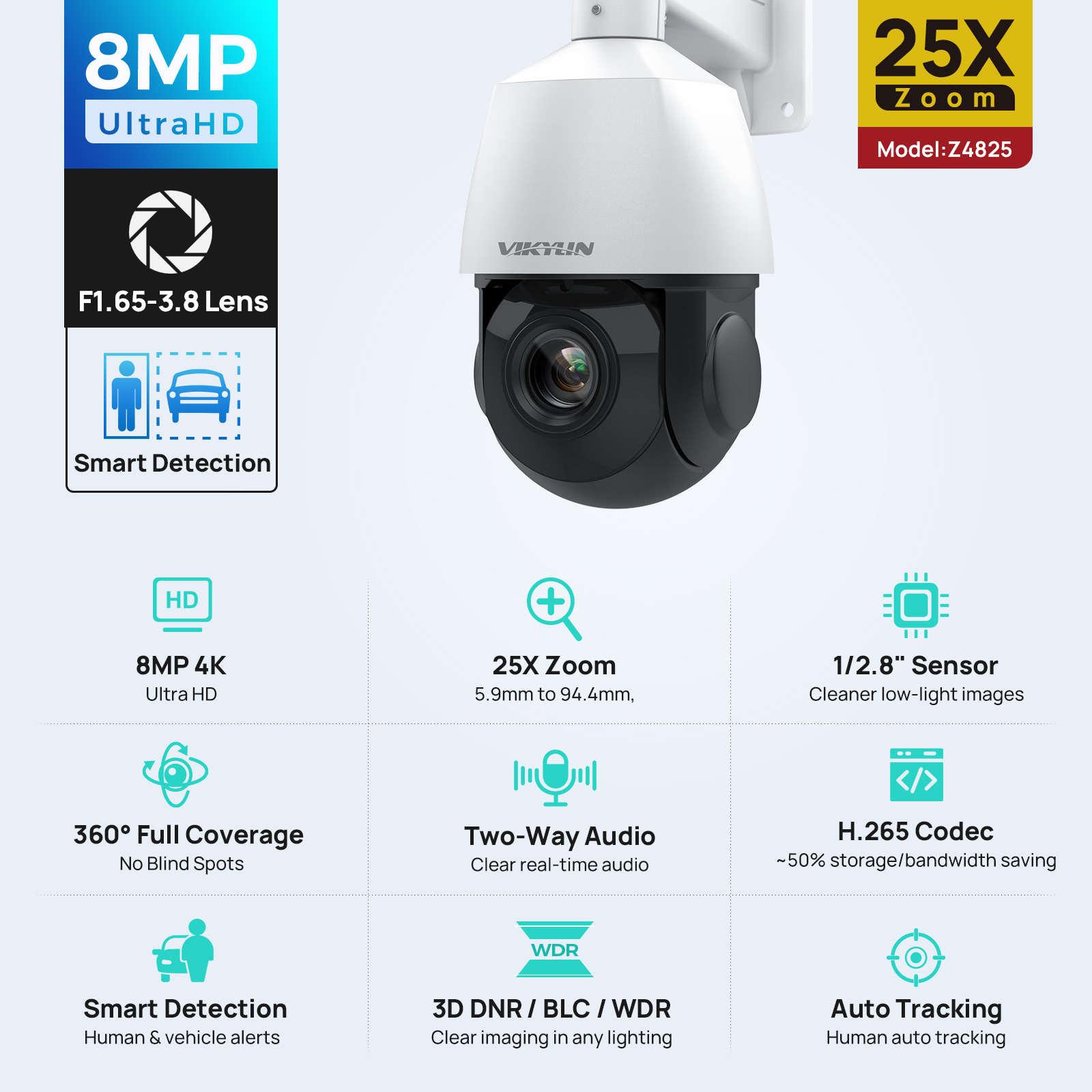Outdoor Power G Motion - Vikylin 4K 8MP PTZ 25X Zoom