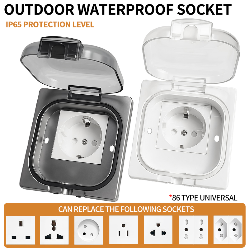 Outdoor Power Plus - IP65 waterdichte buitencontactdoos, 16A krachtige wandplaat,
