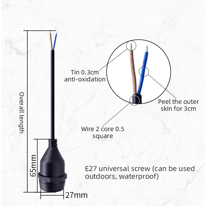 Universele E27 lamphouder met  - Outdoor Power Lead recensie en prijs