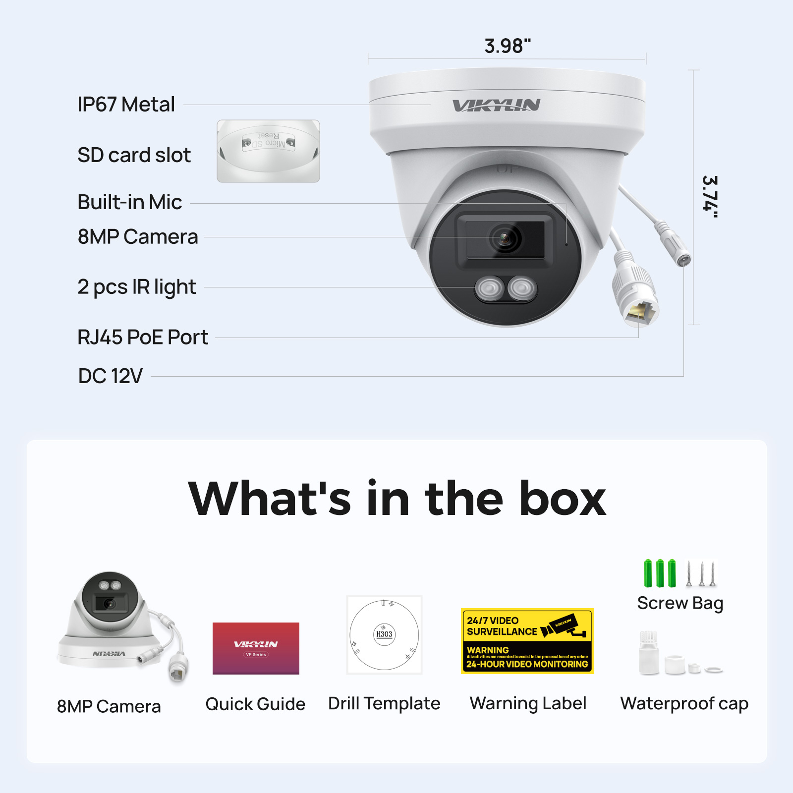 VIKYLIN 8MP HD IP beveiligings - Outdoor Power G Motion recensie en prijs